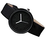 Fami Nombre Simple Mode Montres, Quartz Canvas ceinture montre-bracelet(Noir)