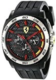 Ferrari Hommes de bande en caoutchouc Étui en acier à quartz cadran noir chronographe montre 0830202