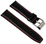 Festina Uhrenarmband Ersatzband Leder Band mit Kontrastnaht 23mm für alle Modelle F16585, Farben:schwarz / rot