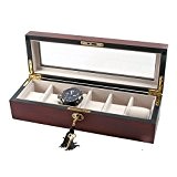 Fine Cerise Mat Boîte de rangement en bois montre pour 6 montres