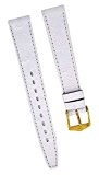 Fortis Bracelet de Montre en Cuir Blanc avec coutures blanc 14 mm or neuf 8516