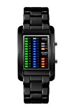 FunkyTop binaire Matrix LED numérique imperméable Montre Mens Classique créatif mode noir plaqué Montres-bracelets