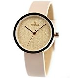 [Garantie 1 an] Redear montre en bois bambou fabrication artisanale - bracelet en tissu Rose Amande