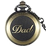 Gorben Gousset antique Papa montre de poche à quartz FOB Chaîne pour homme Daddy cadeaux + Boîte