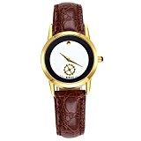 Hongboom Marron véritable de bande de cuir montre bracelet étanche à 30 m pour femme décontracté Business Quartz Analogique Montre-bracelet