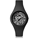 ICE-Watch - Love - Black Doodle - Small 1649 - Montre Quartz - Affichage Analogique - Bracelet Silicone Noir et ...