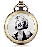 Infinite U Montre de poche mécanique avec photo cadran noir chiffre romains en alliage Marilyn Monroe gentille et sexy deux ...