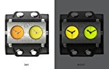 Kraftworxs - KW-DT-100/13Y - Dual Time - Montre Mixte - Quartz Analogique - Cadran Orange - Bracelet Cuir Noir