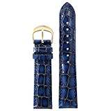 Les bracelets de montres en cuir de luxe 18-22mm bleu hommes haut de gamme sangles de remplacement crocodile grain lourd ...