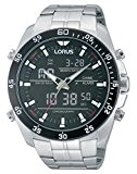 Lorus Watches Gent's Silver Steel Alarm Chronograph Watch With Black Dial