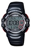 Lorus Watches - R2317KX9 - Montre Femme - Quartz Digitale - Chronomètre/Alarme/Boussole/Fuseaux horaires - Bracelet Caoutchouc Noir