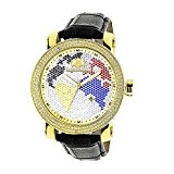 LUXURMAN Watches World Map Mens VS Diamond Watch .18ct
