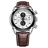 Megir pour homme Sports Bracelet cuir chronographe Date Bracelet à quartz montres avec Gorben Box