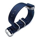 MiLTAT 22 mm 5 anneaux G10 Zoulou déperlant 3D Bracelet En Nylon, bleu marine, brossé