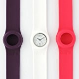 Montre Bill's Watches Classic - Coffret 3 bracelets slap silicone - Couleurs: corail, blanc, prune - Montre mixte colorée - ...