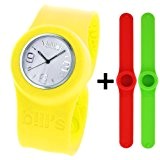 Montre Bill's Watches Classic - Coffret 3 bracelets slap silicone - Montre mixte colorée - Cadran blanc