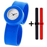 Montre Bill's Watches Mini - Coffret 3 bracelets slap silicone - Couleurs: bleu, bleu nuit, rouge - Montre enfant femme ...
