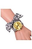 Montre-bracelet - GENEVA Montre-bracelet de bande d'echarpe de dots pour femmes gris floral