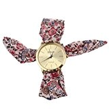 Montre-bracelet - GENEVA Montre-bracelet de bande d'echarpe de dots pour femmes brun floral