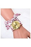 Montre-bracelet - GENEVA Montre-bracelet de bande d'echarpe de dots pour femmes blanc floral