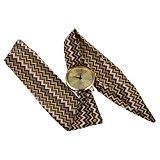 Montre-bracelet - GENEVA Montre-bracelet de bande d'echarpe de dots vague brune cafe pour femmes