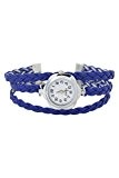 Montre-bracelet - TOOGOO(R) Montre-bracelet de boitierde fleur et bracelet tresse pour femmes bleu saphir