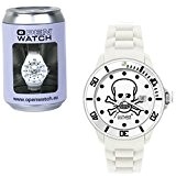 Montre Open Watch Homme large Skull blanche