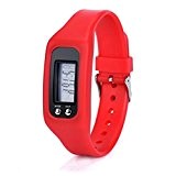 Montre Sport Unisexe, Reason Numérique Podomètre LCD Étape Run Walking Distance Calorie Counter Montre Bracelet Rouge