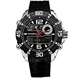 Montres sport de luxe Dual Time Quartz Digital Watch Rubber Band Montres-bracelets Reloj Hombre