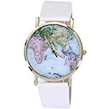 New plaqué or rose PU cuir de mode montres carte du monde de la couleur de la lumière de montre ...