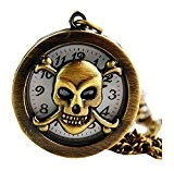 New Skullcandy Pocket Watch Chain Necklace Alloy Antique Bronze watches WPH@KTW144747A