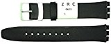New ZRC 16mm (19mm) Sized Genuine Leather Strap Compatible for Swatch® Skin Watch - Black - ZL6911601