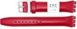 New ZRC 17mm (20mm) Sized Genuine Leather Strap Compatible for Swatch® Watch - Red - ZL6431705
