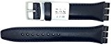 New ZRC 19mm (22mm) Sized Genuine Leather Strap Compatible for Swatch® Watch - Navy Blue - ZL6431906