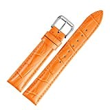 orange, bracelets de montres jaunes 16mm dames sangles réelle alligator mat en cuir grainé longueur standard