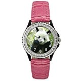 Panda Strass - Montre Femme - Bracelet Cuir Rose
