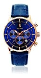 Pierre Lannier - 225D466 - Elegance Chrono - Montre Homme - Quartz Chronographe - Cadran Bleu - Bracelet Cuir Bleu
