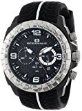 Racer Chronograph Stainless Steel Case Rubber Bracelet Black Tone Dial Date Display