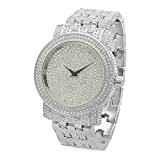 Rhodium Plated Ice Master Silver Dial Watch Iced Out w/Cubic Zirconia
