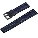 SHARK Bracelet de Montre 22mm Mesh Permeability Cuir Bleu Pr Homme Montre Bracelt Band Strap WTL053