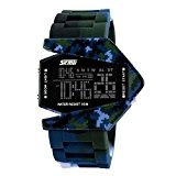 SKMEI 0817 - Montre aspect militaire rétro-éclairée à LED multicolore - Camouflage bleu