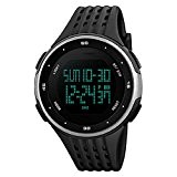 Skmei 50 m étanche Chronomètre de sport pour homme écran LED multifonctionnel Digital montre bracelet – Argent