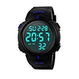 SKMEI marque hommes montres de sport numérique étanche extérieur LED Alarme Montre Militaire Décontracté watch-black