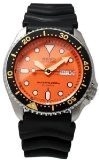 Stainless Steel Automatic Diver Orange Dial Black Rubber Strap