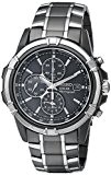 Stainless Steel Case and Bracelet Black Tone Dial Date Display Solar Alarm Chronograph