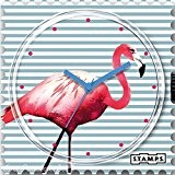 Stamps Cadran de montre Stamps pink flamingo 4 x 4 cm