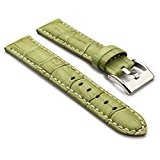 StrapsCo Bracelet pour Montre de Première Qualité Cuir Gaufré Crocodile, Vert, 24mm
