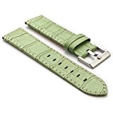 StrapsCo Bracelet pour Montre de Première Qualité Cuir Plat Gaufré Crocodile, Vert, 20mm