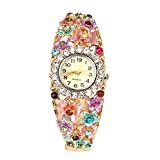 Suberde Femme Strass Fleur Papillon montre bracelet – Multicolore
