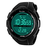 SunJas 5 ATM étanche Sport Montre Bracelet Fashion LCD Digital Chronomètre Chronographe Date Alarme de Sport en caoutchouc montre bracelet ...
